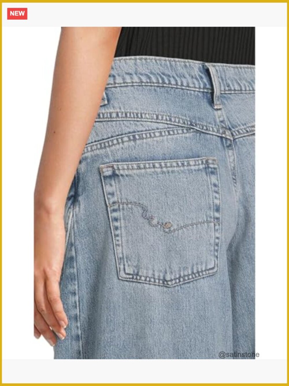 Wide Leg Mid Rise Jeans with Belt Loop Waist - Picture 4 of 4
